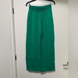 Zara Teal Green Elastic Waist Wide Leg Pants